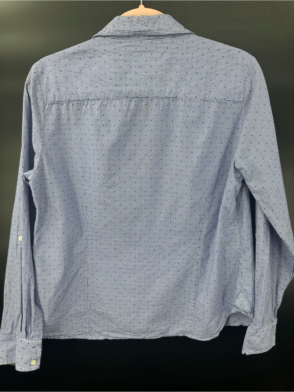 Tommy Hilfiger Blue Stripe Button Front Shirt Medium 100% Cotton Preppy 1268 - Picture 3 of 9